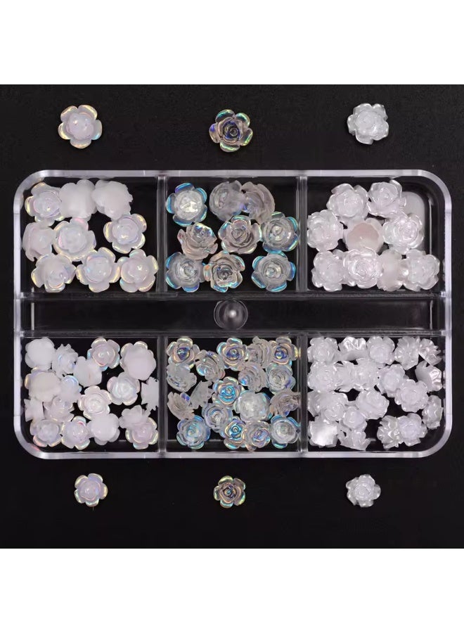 Goolsky 3D White Aurora Camellia Nail Art Charms Rhinestones 90PCS Jewelry Acrylic Resin Decorations DIY Crafts Flowers Manicure Design - Image 5
